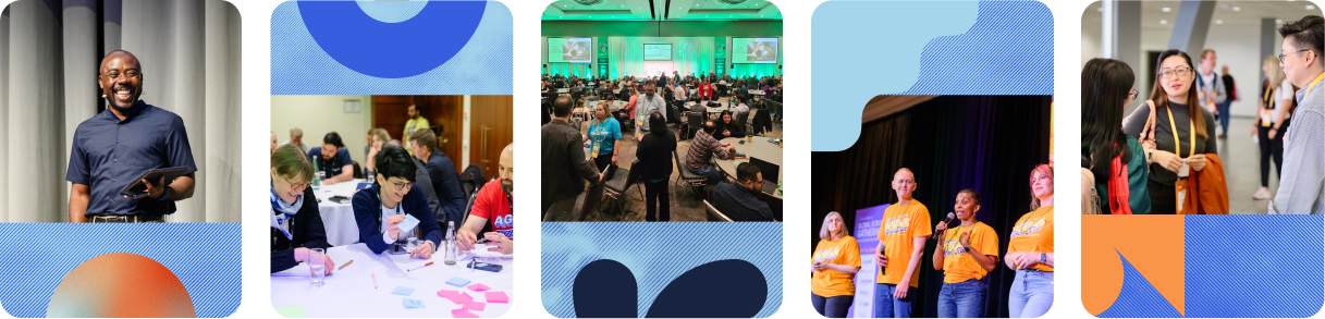 collage of attendees at previous gatherings