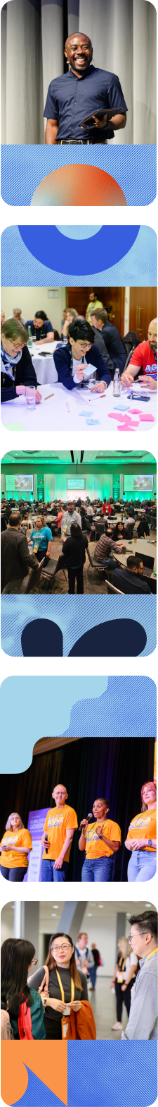 collage of attendees at previous gatherings