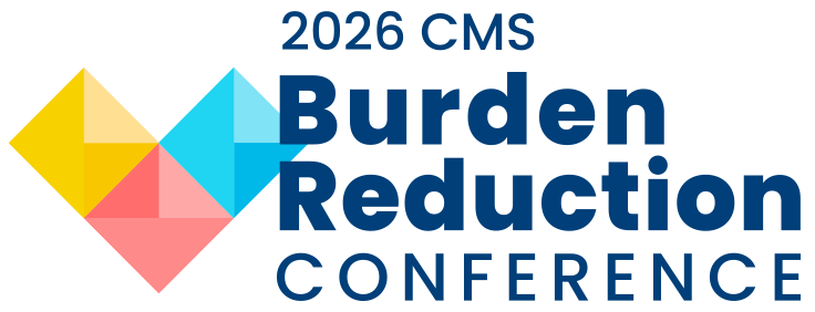 2026 CMS Burden Reduction Conference logo with a yellow, pink, and blue heart