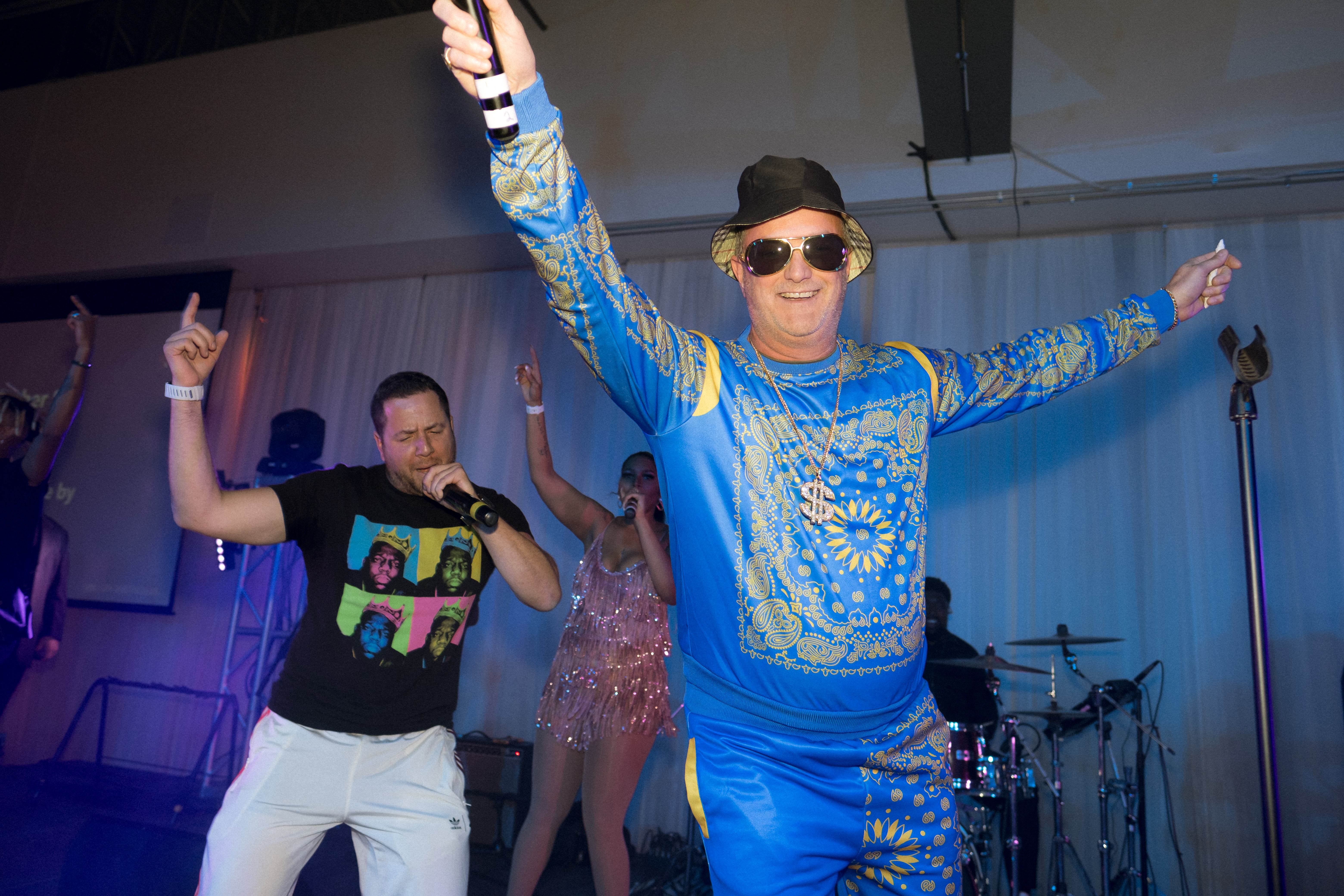 Performer in blue outfit